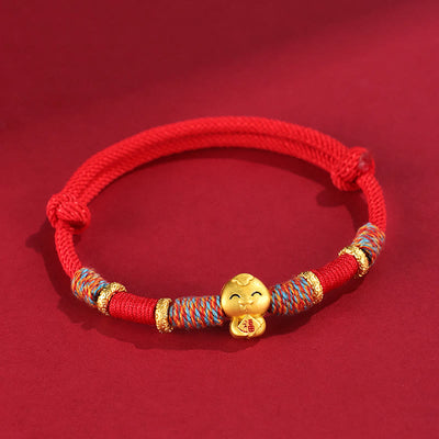 Buddha Stones Handmade Red String Copper Year Of Snake Protection Braided Bracelet