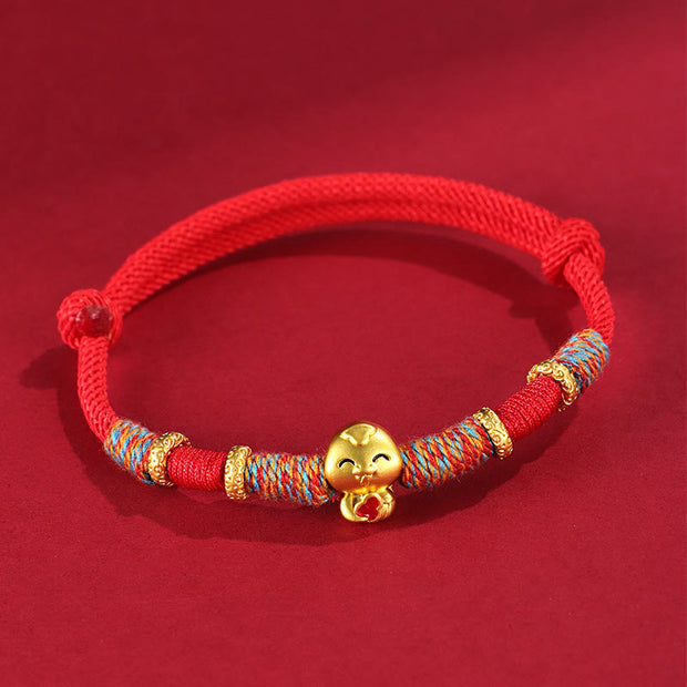 Buddha Stones Handmade Red String Copper Year Of Snake Protection Braided Bracelet