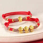 Buddha Stones Handmade Red String Copper Year Of Snake Protection Braided Bracelet