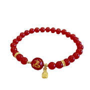 Buddha Stones Red Agate Gold Plated Copper Year Of The Snake Happiness Bracelet