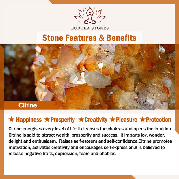 Buddha Stones Natural Citrine Snowflake Crystal Prosperity Bracelet