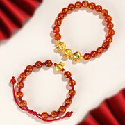 Buddha Stones Red Agate Black Onyx Bead Copper Year Of The Snake Fu Character Sanskrit Happiness Bracelet Bracelet BS 3