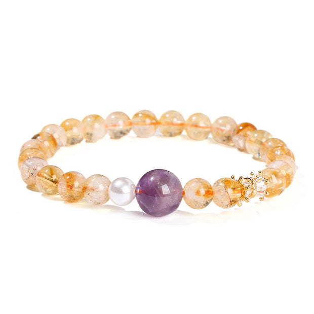 Buddha Stones Natural Citrine Amethyst Prosperity Bracelet Bracelet BS 8