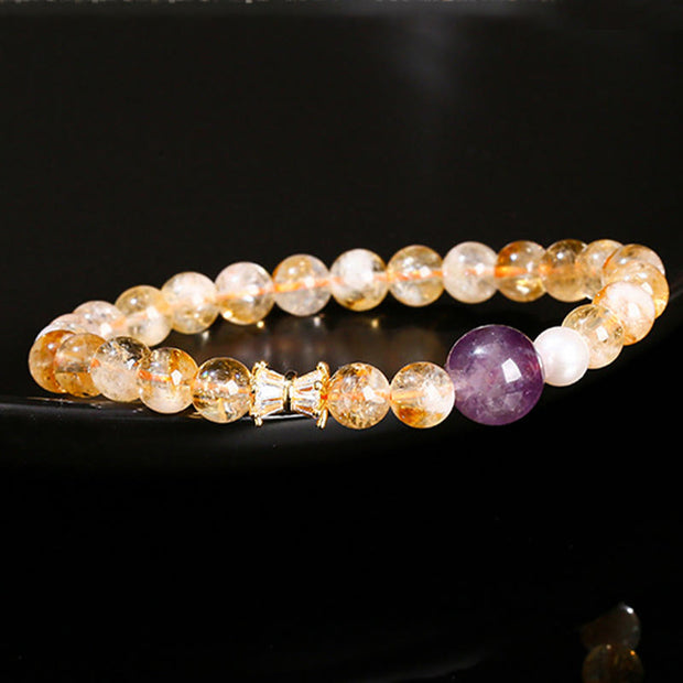 Buddha Stones Natural Citrine Amethyst Prosperity Bracelet Bracelet BS 2