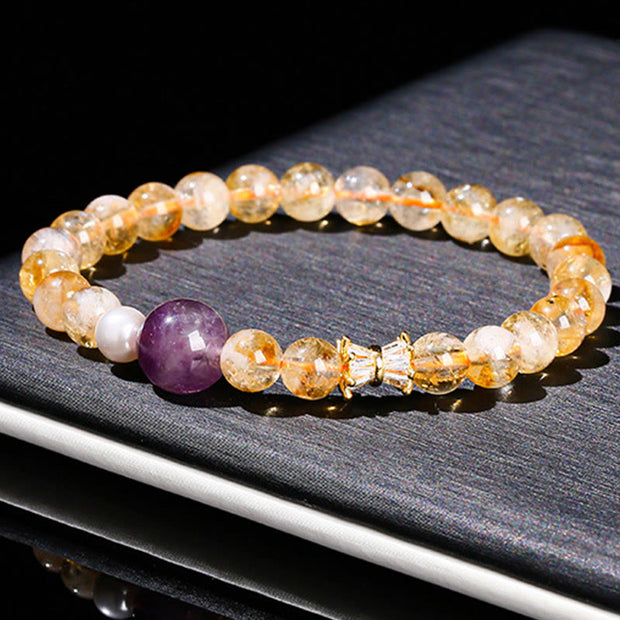 Buddha Stones Natural Citrine Amethyst Prosperity Bracelet Bracelet BS 12