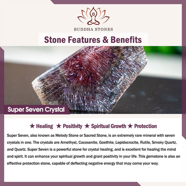 Buddha Stones Natural Super Seven Crystal Plum Blossom Spiritual Chain Bag Hanging Decoration