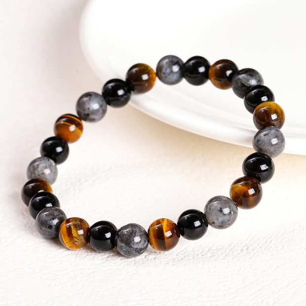 Buddha Stones Tiger Eye Black Glitter Stone Black Glass Beads Snowflake Obsidian Lava Rock Rhodonite Protection Bracelet