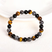 Buddha Stones Tiger Eye Black Glitter Stone Black Glass Beads Snowflake Obsidian Lava Rock Rhodonite Protection Bracelet