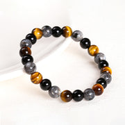 Buddha Stones Tiger Eye Black Glitter Stone Black Glass Beads Snowflake Obsidian Lava Rock Rhodonite Protection Bracelet