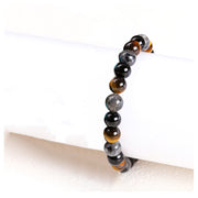 Buddha Stones Tiger Eye Black Glitter Stone Black Glass Beads Protection Bracelet