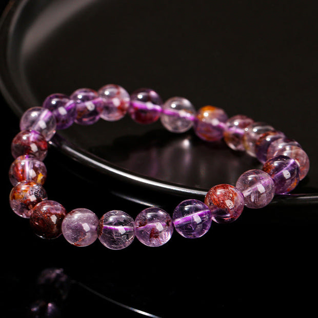 Buddha Stones Natural Purple Phantom Love Wisdom Bracelet