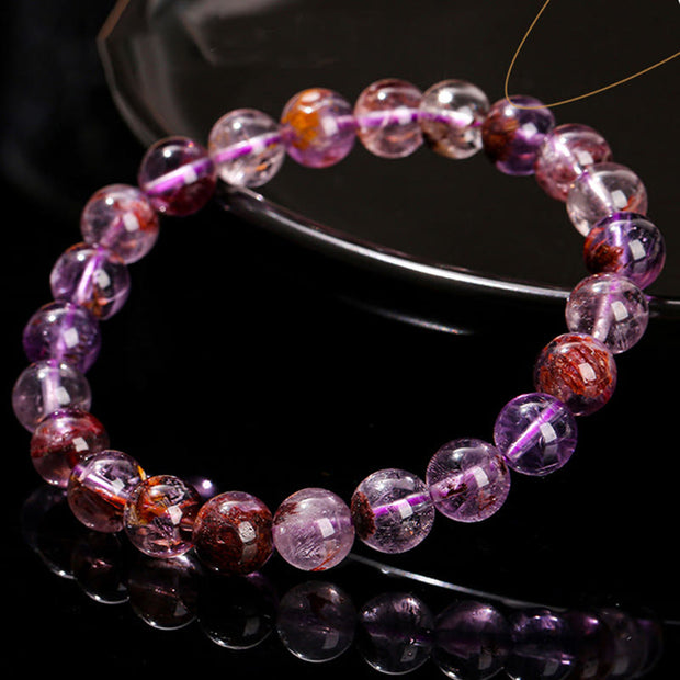 Buddha Stones Natural Purple Phantom Love Wisdom Bracelet