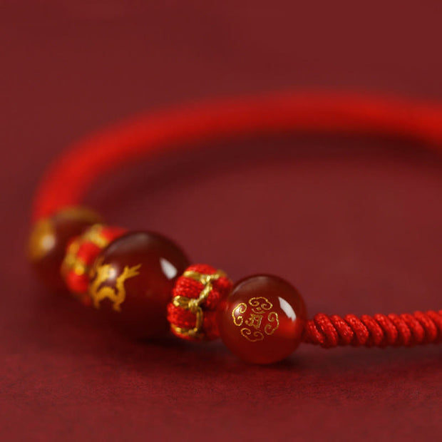 Buddha Stones Handmade Red Agate Chinese Zodiac Red String Braided Protection Bracelet Bracelet BS 18