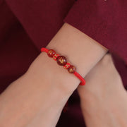 Buddha Stones Handmade Red Agate Chinese Zodiac Red String Braided Protection Bracelet