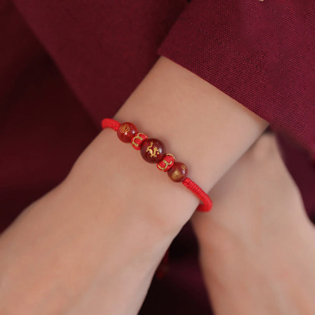 Buddha Stones Handmade Red Agate Chinese Zodiac Red String Braided Protection Bracelet Bracelet BS 16