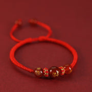 Buddha Stones Handmade Red Agate Chinese Zodiac Red String Braided Protection Bracelet