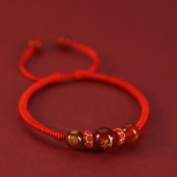 Buddha Stones Handmade Red Agate Chinese Zodiac Red String Braided Protection Bracelet Bracelet BS 12