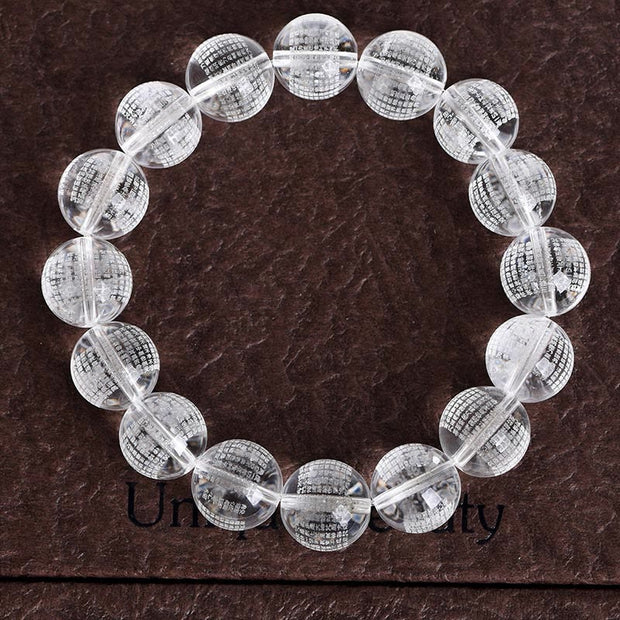 Buddha Stones Heart Sutra Natural White Crystal Protection Bracelet Bracelet BS 2