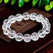 Buddha Stones Heart Sutra Natural White Crystal Protection Bracelet