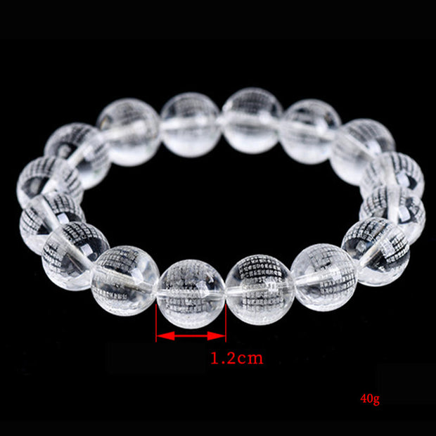 Buddha Stones Heart Sutra Natural White Crystal Protection Bracelet Bracelet BS 1