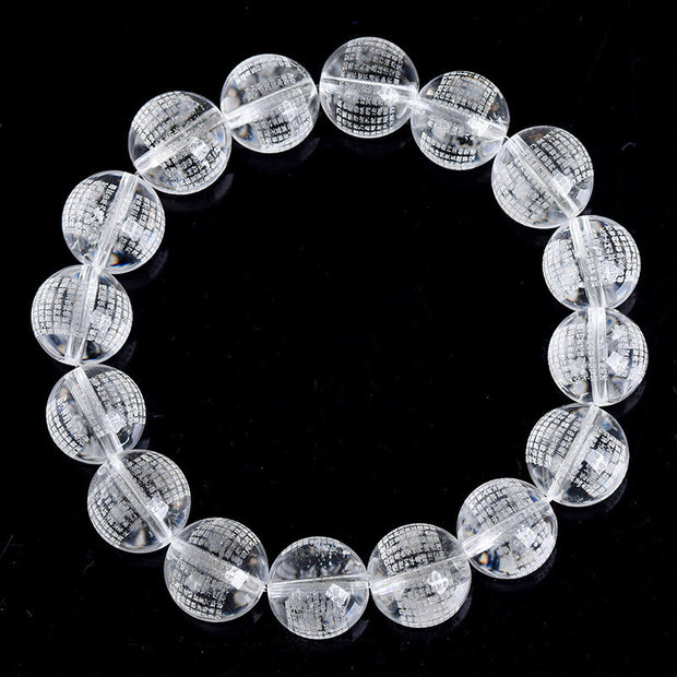 Buddha Stones Heart Sutra Natural White Crystal Protection Bracelet Bracelet BS 3