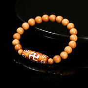 FREE Today: Wealth and Blessings Tibetan Nine-eye Dzi Bead Natural Sandalwood White Cat's Eye Agate Bracelet