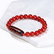 FREE Today: Wealth and Blessings Tibetan Nine-eye Dzi Bead Natural Sandalwood White Cat's Eye Agate Bracelet