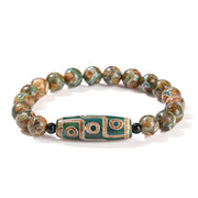 FREE Today: Wealth and Blessings Tibetan Nine-eye Dzi Bead Natural Sandalwood White Cat's Eye Agate Bracelet