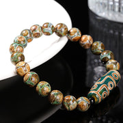 FREE Today: Wealth and Blessings Tibetan Nine-eye Dzi Bead Natural Sandalwood White Cat's Eye Agate Bracelet