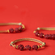 Buddha Stones Handmade Red String Cinnabar Chinese Zodiac Braided Blessing Bracelet Bracelet BS 1