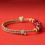 Buddha Stones Handmade Red String Cinnabar Chinese Zodiac Braided Blessing Bracelet Bracelet BS 4