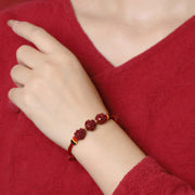 Buddha Stones Handmade Red String Cinnabar Chinese Zodiac Braided Blessing Bracelet Bracelet BS 21