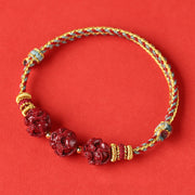 Buddha Stones Handmade Red String Cinnabar Chinese Zodiac Braided Blessing Bracelet Bracelet BS 3