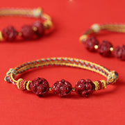 Buddha Stones Handmade Red String Cinnabar Chinese Zodiac Braided Blessing Bracelet Bracelet BS 2