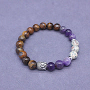 Buddha Stones Natural Black Onyx White Stone Green Aventurine Tiger Eye Agate Mixed Color Buddha Head Protection Bracelet