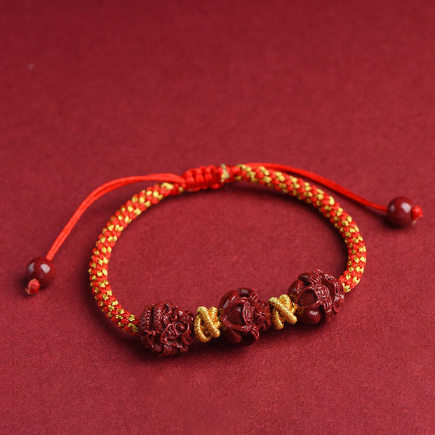 Buddha Stones Handmade Cinnabar Chinese Zodiac Red String Braided Luck Bracelet Bracelet BS 2