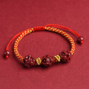 Buddha Stones Handmade Cinnabar Chinese Zodiac Red String Braided Luck Bracelet