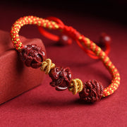 Buddha Stones Handmade Cinnabar Chinese Zodiac Red String Braided Luck Bracelet Bracelet BS 11