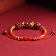 Buddha Stones Handmade Cinnabar Chinese Zodiac Red String Braided Luck Bracelet Bracelet BS 12