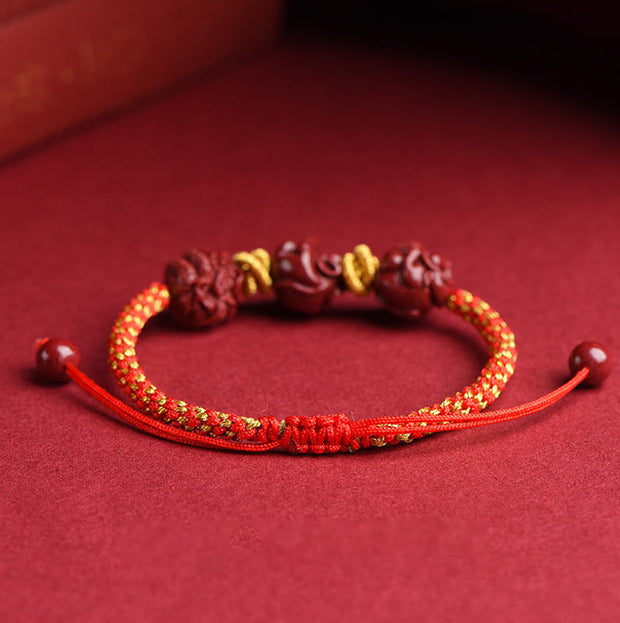 Buddha Stones Handmade Cinnabar Chinese Zodiac Red String Braided Luck Bracelet Bracelet BS 12