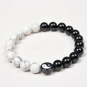 FREE Today: Transformation and Relaxation Natural Black Obsidian White Turquoise Yinyang Tai Chi Bracelet