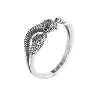 Buddha Stones 925 Sterling Silver Year Of The Snake Two-headed Snake Adjustable Open Ring Ring BS 10