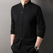 Buddha Stones Casual Solid Color Long Sleeve Cotton Men's Shirts