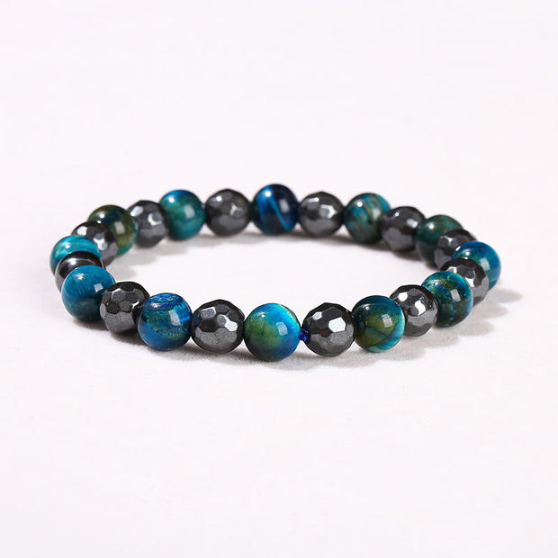 Buddha Stones 2Pcs Hematite Tiger Eye Blue Tiger Eye Powerful Bracelet Set