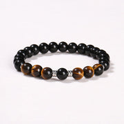 Buddha Stones 2Pcs Hematite Tiger Eye Blue Tiger Eye Powerful Bracelet Set