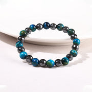 Buddha Stones 2Pcs Hematite Tiger Eye Blue Tiger Eye Powerful Bracelet Set