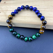 Buddha Stones Blue Tiger Eye Green Tiger Eye Tiger Eye Balance Bracelet