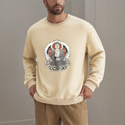 Buddha Stones Meditating Buddha Sitting With Lotus Fleece Lined Polyester Sweatshirt