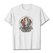 Buddha Stones Meditating Buddha Sitting With Lotus Pattern Tee T-shirt