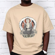 Buddha Stones Meditating Buddha Sitting With Lotus Pattern Tee T-shirt